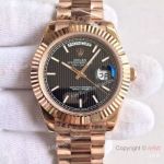High Quality Copy Rolex Day-Date 40MM Watch MingZhu Movement Rose Gold Black Face Men Size